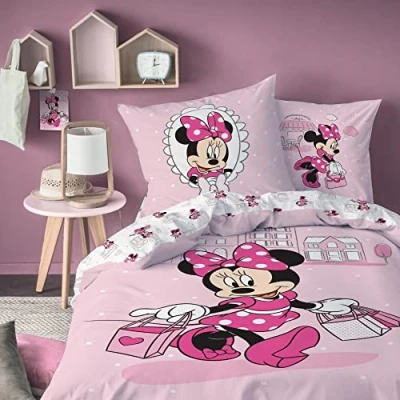 Image of Disney Minnie Mouse 2 Piece Bed Linen Set, Girls&#039; Linen, Pillowcase 80 x cm + Duvet Cover 135 200