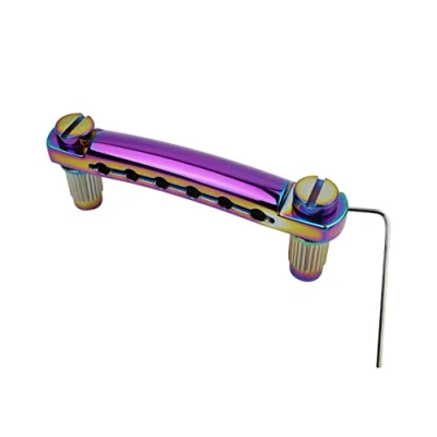 Image of Guyker Guitar Tune O Matic Tailpiece Stop Bar with Studs Bridges Parts Replacement for LP SG Style 6 String Electric (GS001, Rainbow Chameleon)