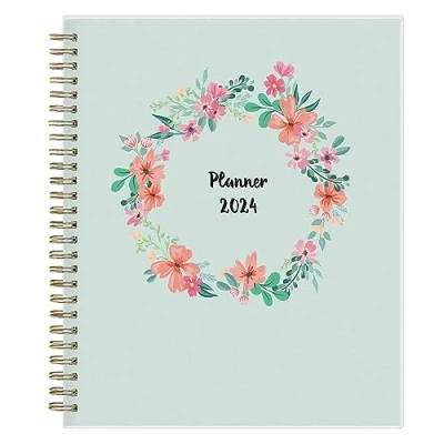 Image of Blue Sky 2024 Weekly and Monthly Planner, January December, 7&quot; x 9&quot;, Frosted Cover, Wirebound, Laurel (135843 24)