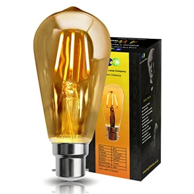 Image of Retro Vintage LED 4w Squirrel Cage Edison Style Filament Bulb Smoked Gold Glass ST58 B22 Bayonet