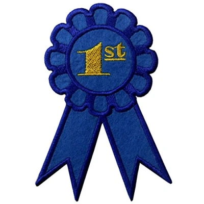 Image of First Place Award Ribbon Embroidered Badge Iron On Sew Patch