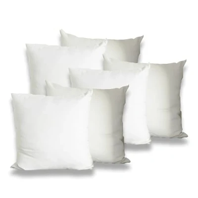 Image of Wansha Home Cushion Inserts Pads 16 x inches Inner Pack of 6 (40 40 cm) White Hollowfibre Square Cushions Stuffer Inserts, Bed Sofa Couch Pillows