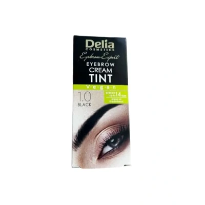 Image of Delia Cosmetics Creamy Eyebrow Tint BLACK Professional Coloring Easy Application 15ml