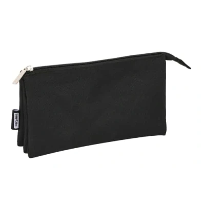 Image of SAFTA 6579744 Triple Pencil Bag Black 22X12X3Cm, Multicoloured