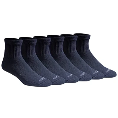 Image of Dickies Men&#039;s Dri tech Moisture Control Quarter Socks, Available in M XXL (6, 12, 18, Solid Navy (6 Pairs), Large (Pack of 6)