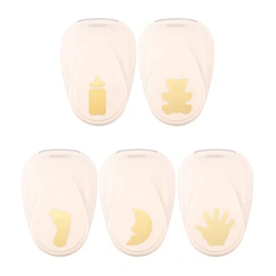 Image of Vaessen Creative Craft Paper Punch Baby 5 Pcs Various Sizes Circle Cutter for Crafting and Card Making Bear, Bottle, Hand, Foot, Moon