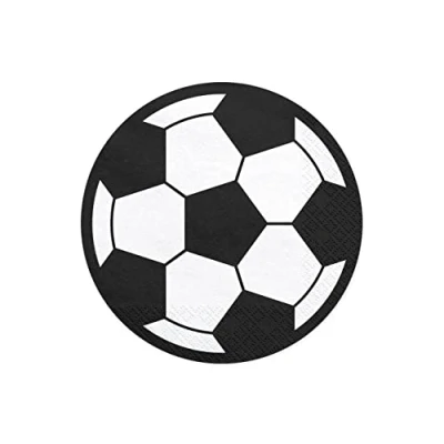 Image of 20 Napkins Football Made of Paper White Colour Black Print World Cup European Champion Evening