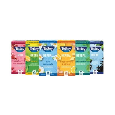Image of Tetley Fruit+Herbal Tea Bags Variety Pack 6x25 (Pack of 150) XFO3507