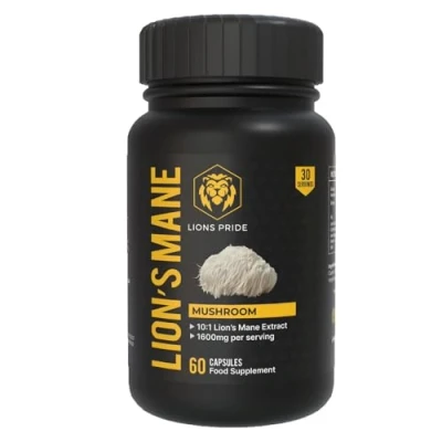 Image of Lions Pride Mane Capsules, 60 Capsules Food Supplement 10:1 Lion&#039;s Extract, Supplement, High Strength Mushroom Powder