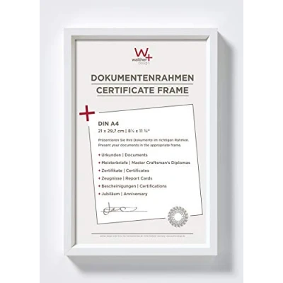 Image of walther Design Picture Frame White 21 x 29.7 cm (DIN A4) with PassepArtout, Steel Style Plastic ES130W