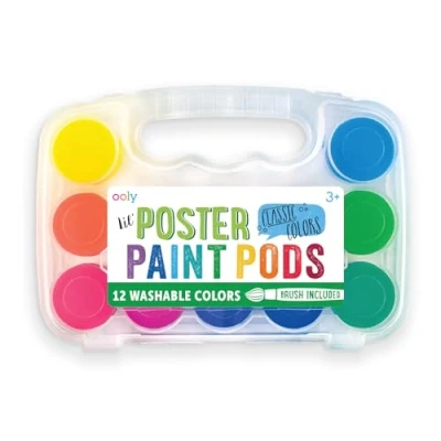Image of Ooly, Lil&#039; Paint Pods, Set for Kids, Posters, Arts, Crafts, Painting Supplies of 12 Basic Colors, with Brush