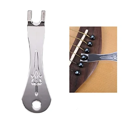 Image of Guitar String Peg Puller, Bridge Pin Acoustic Pins Puller Remover Multifunction Extractor Removal Metal Handy Tool Kit Accessories