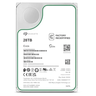 Image of Seagate Exos 28TB internal server hard drive ST28000NM000C 3.5&quot; HDD SATA 6Gb/s 7200RPM 512MB Cache (Renewed)