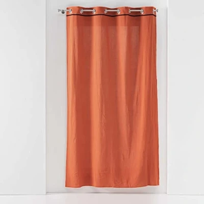 Image of Douceur d intérieur RIDEAU A OEILLETS 135 x 240 CM COTON LAVE LINETTE TERRACOTTA &#039;s Curtains, blinds in Orange
