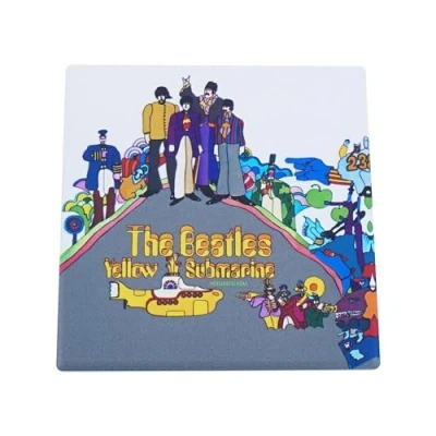 Image of Half Moon Bay The Beatles Yellow Submarine Coaster Ceramic Coasters &amp; Beer Mats For Man Cave Gifts Music Rock Dad Desk Cool Room Decor