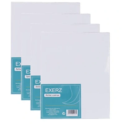 Image of Exerz 40x50cm Pre Stretched Canvas 4pk 1.7cm Artist Framed Blank/ 280GSM 100% Cotton/Triple Primed/Acid Free/Medium Grain/Professional Acrylic Paint, Oil Paint