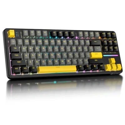 Image of ATTACK SHARK X87 80% Wireless Mechanical Keyboard,BT5.0/2.4Ghz/USB C Hot Swap Gasket Gaming Keyboard,5 Layer Padding,RGB Backlit,4000mAh Battery,Pre lubed Linear Switch,OEM PBT Keycap for PC/MAC Black