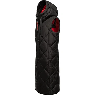 Image of Navahoo Warm Women&#039;s Winter Quilted Gilet Long with Hood Schnuckel XS XXL, black, XL