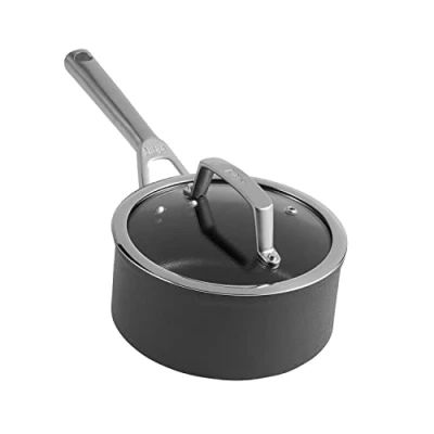 Image of Ninja ZEROSTICK Premium Cookware 20cm Saucepan with Glass Lid, Long Lasting, Non Stick, Hard Anodised Aluminium, Induction Compatible, Oven Safe to 260C, Grey, C30220UK