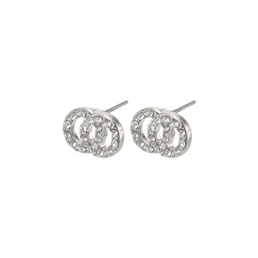 Image of Pilgrim Classic Women&#039;s Stud Earrings Silver Plated Round Cut Clear Crystal 601516053