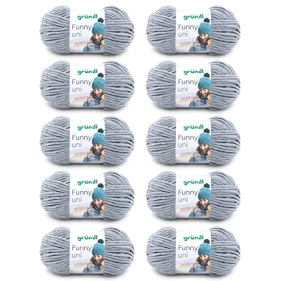Image of Gründl Funny uni knitting &amp; crochet yarn (velvety chenille made of 100% polyester, 100 g / 120 m, needle size: 5 6, 10 x g), light grey