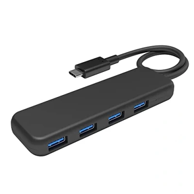 Image of KabelDirekt USB hub &amp; adapter, C connector, 4 3.0 ports (slim design, adds to PCs/notebooks/tablets/smartphones, MacBook compatible, SuperSpeed: 5Gbit/s, black)