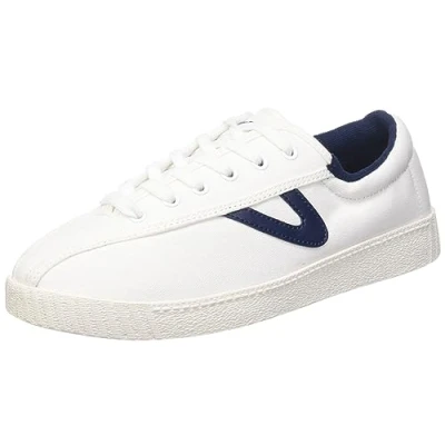 Image of TRETORN Women&#039;s Nylite Plus Canvas Sneakers, White/Navy, 5.5 UK