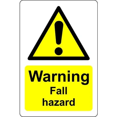 Image of Warning fall hazard Safety sign Self adhesive sticker 200mm x 150mm