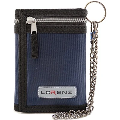 Image of REDHIDE Mens/Boys /Childrens Canvas Style Ripper Wallet with Chain, Length 14cm, Height 10cm, Depth 2cm, Brown