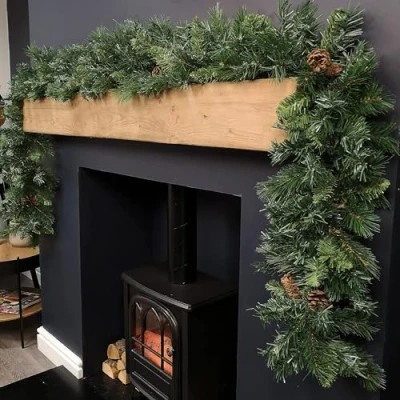 Image of Samuel ALEXANDER 2.7m Green Christmas Garland with Pine Cones and Mixed Needles