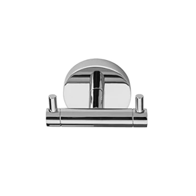 Image of Croydex Flexi Fix Britannia Durable Brass and Stainless Steel Construction Flat Double Robe Hook