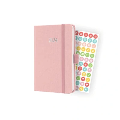 Image of SIGEL J4404 Weekly planner Jolie 2024, FSC certified, 2 pages equal to 1 week, hardcover with a fabric surface, approx. A6, light Pink, 174