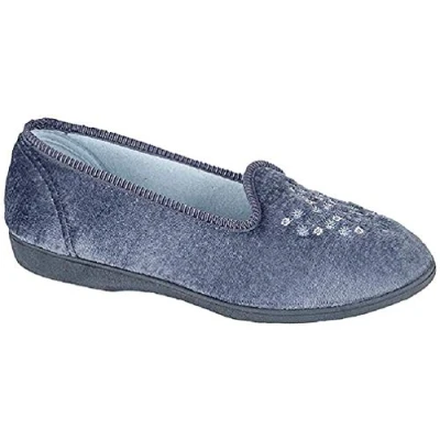 Image of NIETA Plain Embroidered Slipper Blueberry Size UK Ladies 8