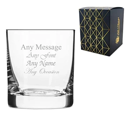 Image of Personalised Engraved 290ml Bar Line Old Fashioned Whisky Tumbler Gift Box Wedding Birthday Christmas
