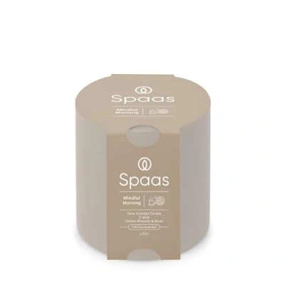 Image of Spaas Glow Scented Candle 2 Wick 55h, Mindful Morning, Warm Grey