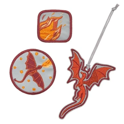 Image of LÄSSIG Pendant and Patches Set (3 Pieces) with Press Stud, School Set, Dragon, Standard Size, Bag Charm