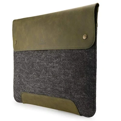Image of MegaGear Genuine Leather and Fleece MacBook Bag Laptop Sleeve for Pro Air Case 16 Inch 15 15.5 (M2, M2 Pro, Max, M1) 2020 2021, 2022 2023 Models