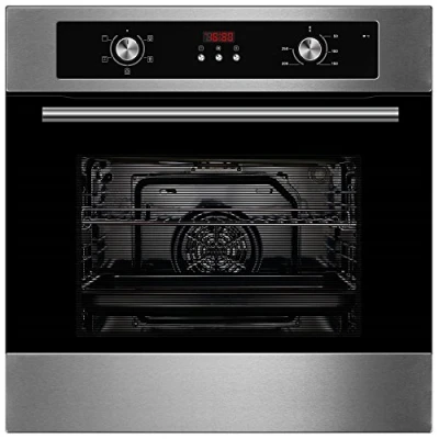 Image of Cookology COF605S 60cm 65 Litre Capacity, Installed Built in Electric Fan Oven, Integrated Single Oven with Mechanical Dial Timer and Grill Stainless Steel