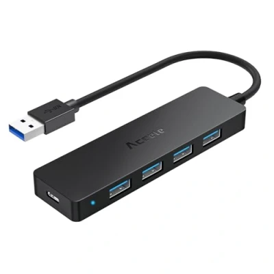 Image of Aceele USB 3.0 Hub,USB Ports &amp; Type C Powered Port, Ultra Slim Data Hub For MacBook Pro/Air, iMac, Mac Pro/mini, Surface Pro, Dell XPS, Laptop, Flash Drives, Mobile HDD, PS5, and More