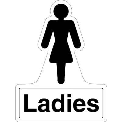 Image of V Safety Shaped Sign Ladies Toilets 150X200 1MM Rigid Plastic