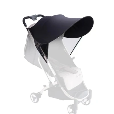 Image of FUIPVGI Pram Sun Shade, Baby Strollers Shade Canopy, Universal Foldable Adjustable Sunshade Breathable Cover, Windproof Anti UV for (Black)
