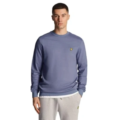 Image of Lyle &amp; Scott Mens Sports Crew Neck Fly Fleece Sweatshirt in Blue viscose Size X Large