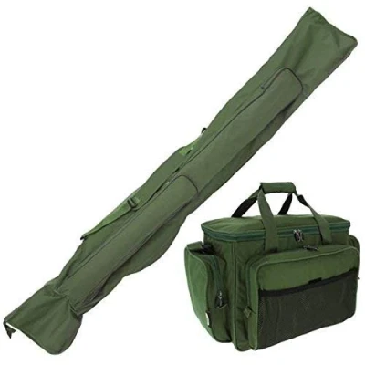 Image of NGT Carp Fishing Set Green Insulated Carryall 3+3 Made Up Rod &amp; Reels Holdall