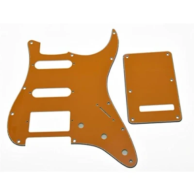 Image of KAISH 11 Hole Strat Style HSS Pickguard ST Back Plate Tremolo Trem Cover for USA/Mexico Stratocaster/Strat Orange 3 Ply