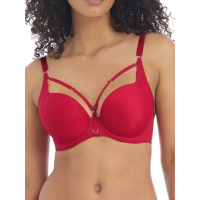 Image of Freya Women&#039;s Temptress Underwire Molded Plunge T Shirt Bra, Cherry, 34DD