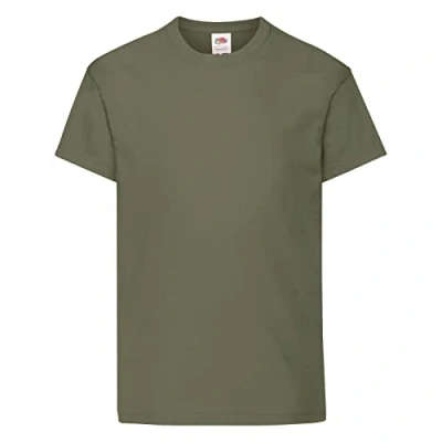 Image of Fruit of the Loom Unisex Kid&#039;s Original T Shirt, Classic Olive, 14 15 Years