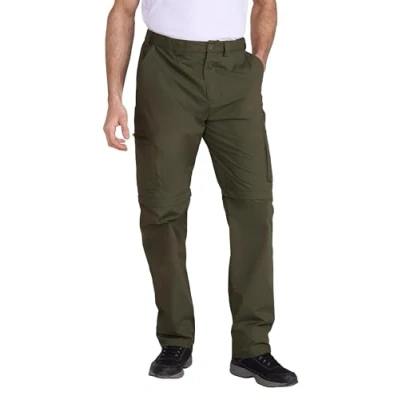 Image of Mountain Warehouse Trek Mens Convertible Trousers Knee Zip Hiking Pants, Lightweight Trousers, Adjustable Good Fit Casual Bottoms for Travelling Khaki Men&#039;s W32