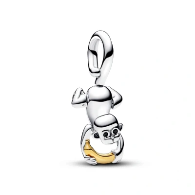 Image of Pandora Two tone Movable Monkey Dangle Charm