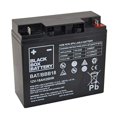 Image of 12V 18Ah Black Box Sealed Lead Acid Mobility Scooter Battery