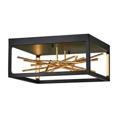 Image of Hinkley Styx Integrated LED Semi Flush Light Black &amp; Golded Gold, 3000K